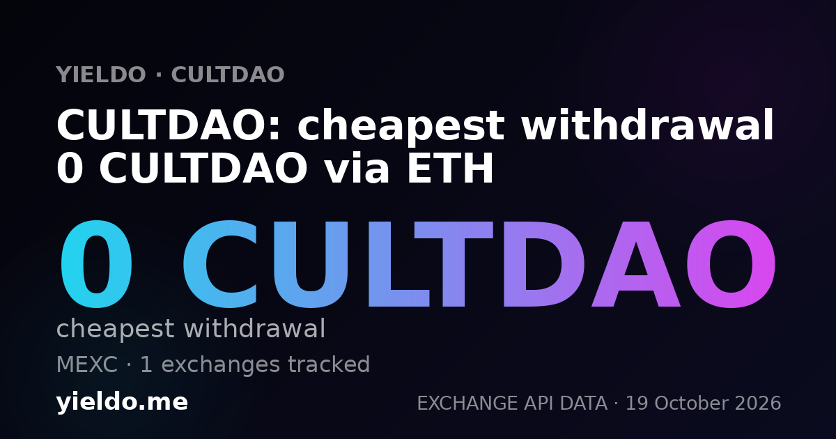 CULTDAO: cheapest withdrawal 0 CULTDAO via ETH