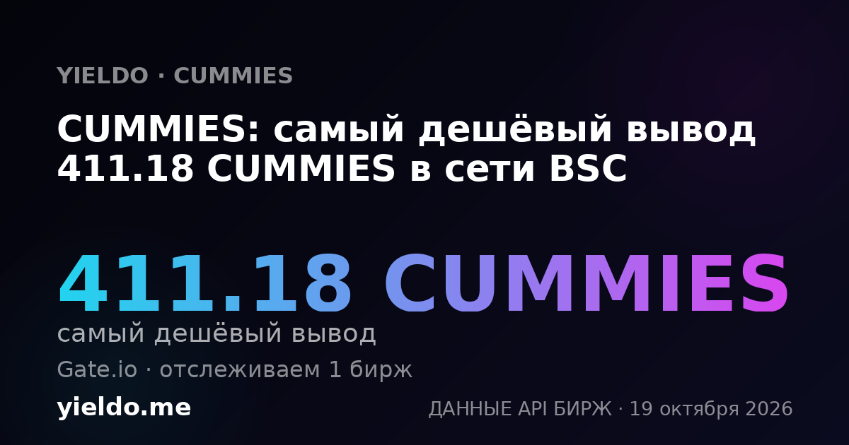 CUMMIES: самый дешёвый вывод 411.18 CUMMIES в сети BSC