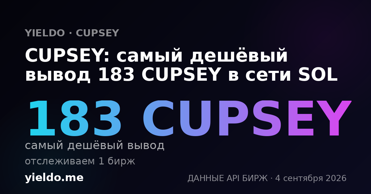 CUPSEY: самый дешёвый вывод 190 CUPSEY в сети SOL