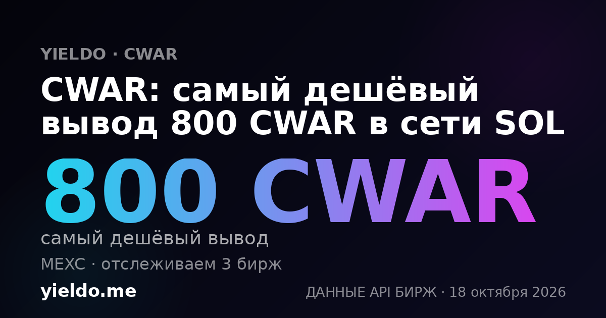 CWAR: самый дешёвый вывод 800 CWAR в сети SOL