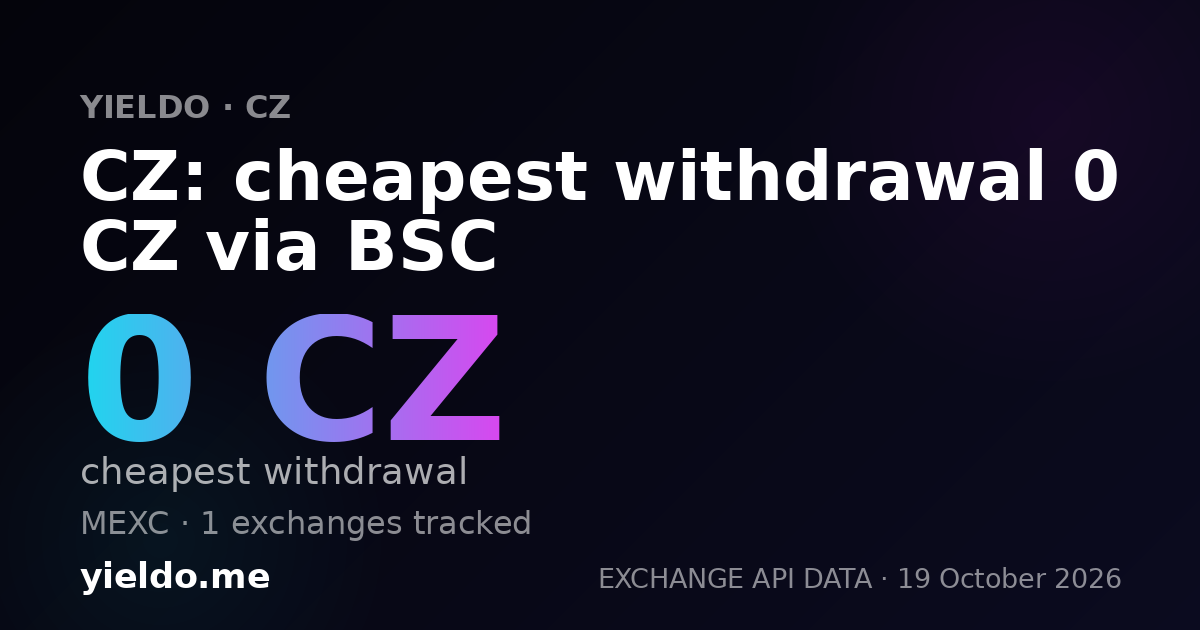 CZ: cheapest withdrawal 0 CZ via BSC