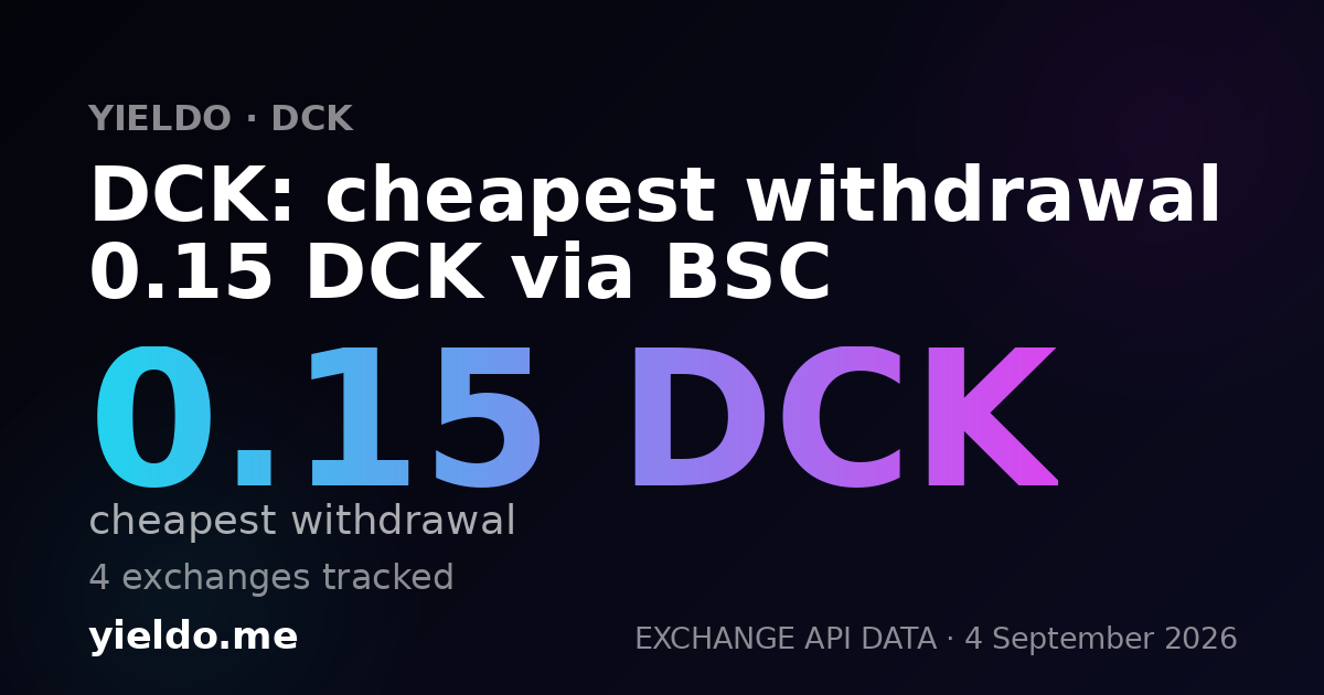 DCK: cheapest withdrawal 0.15 DCK via BSC