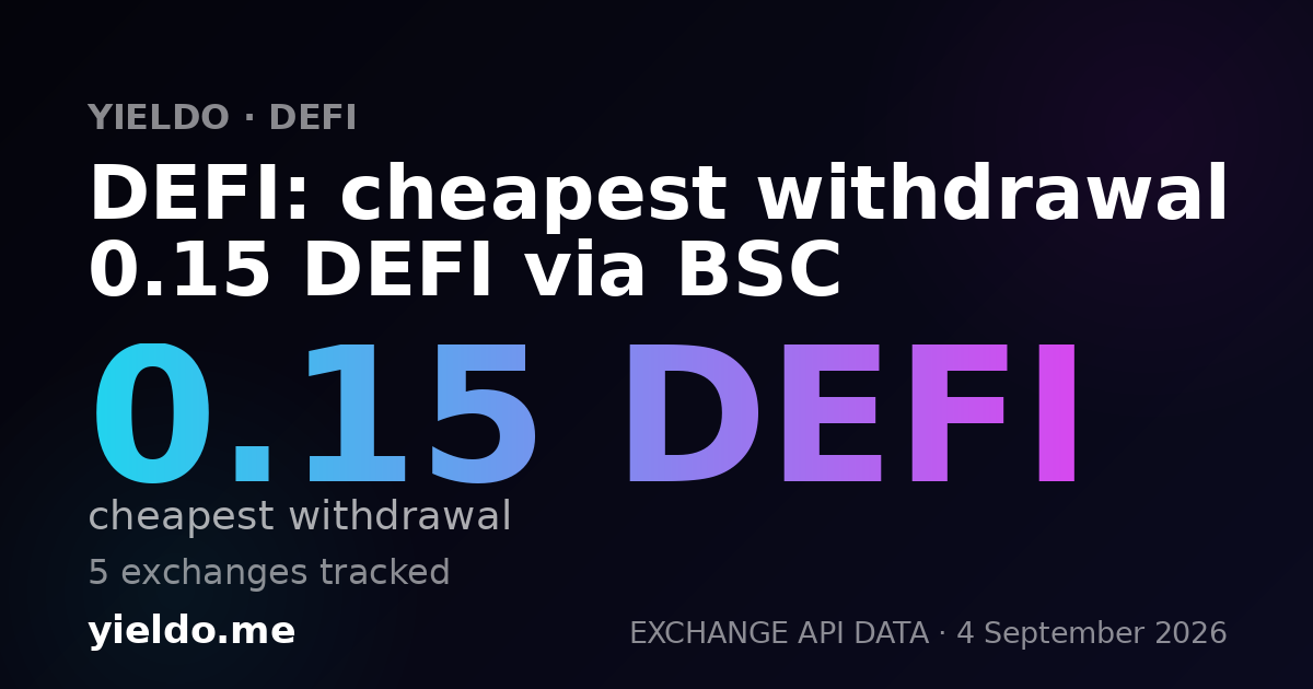 DEFI: cheapest withdrawal 0.15 DEFI via BSC