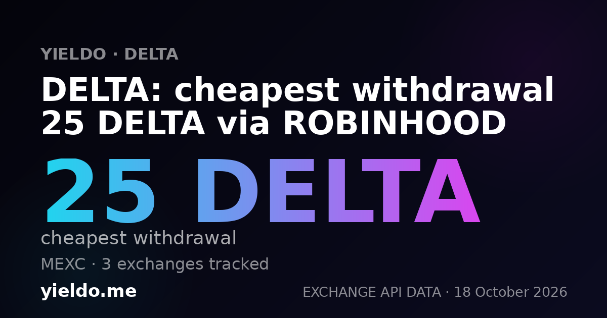 DELTA: cheapest withdrawal 25 DELTA via ROBINHOOD