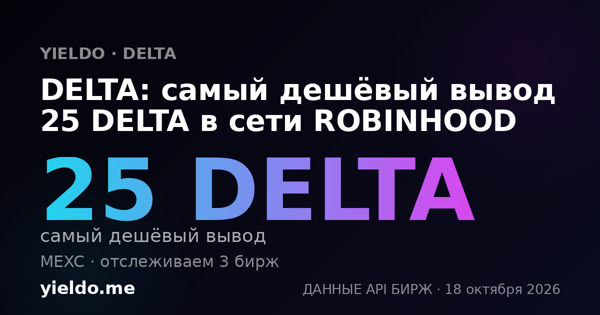 DELTA: самый дешёвый вывод 25 DELTA в сети ROBINHOOD