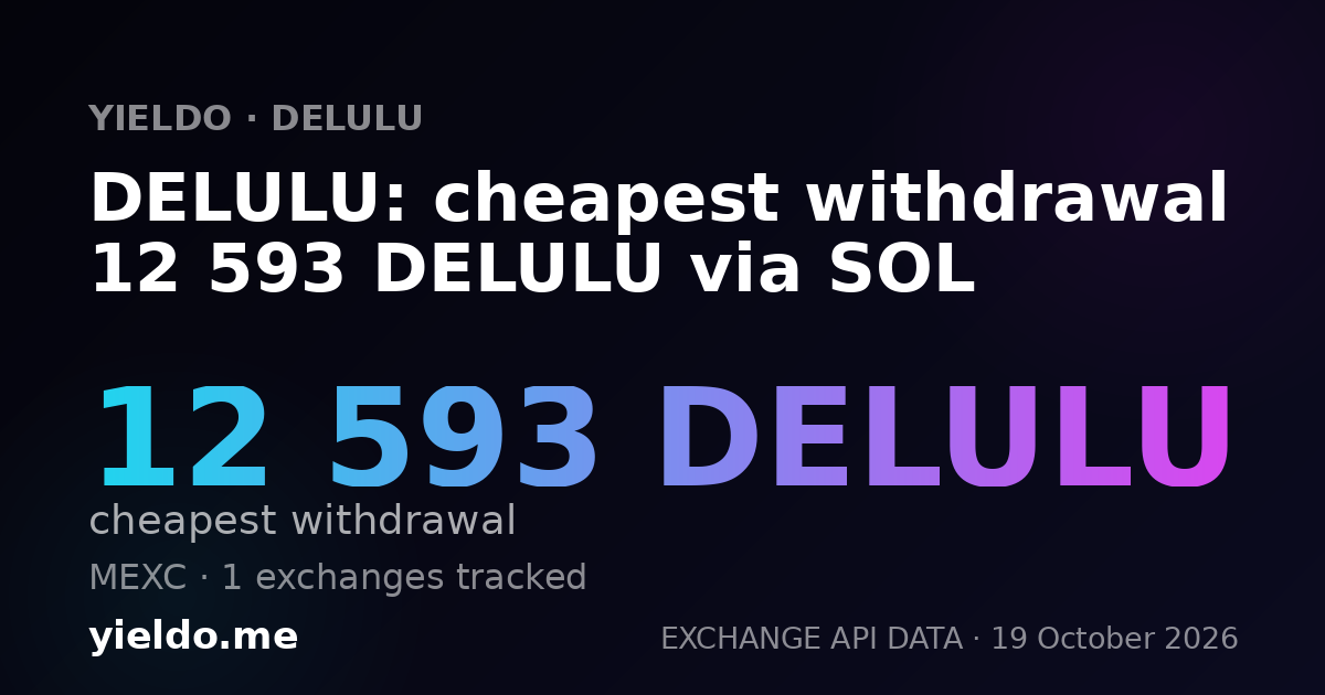 DELULU: cheapest withdrawal 12 593 DELULU via SOL
