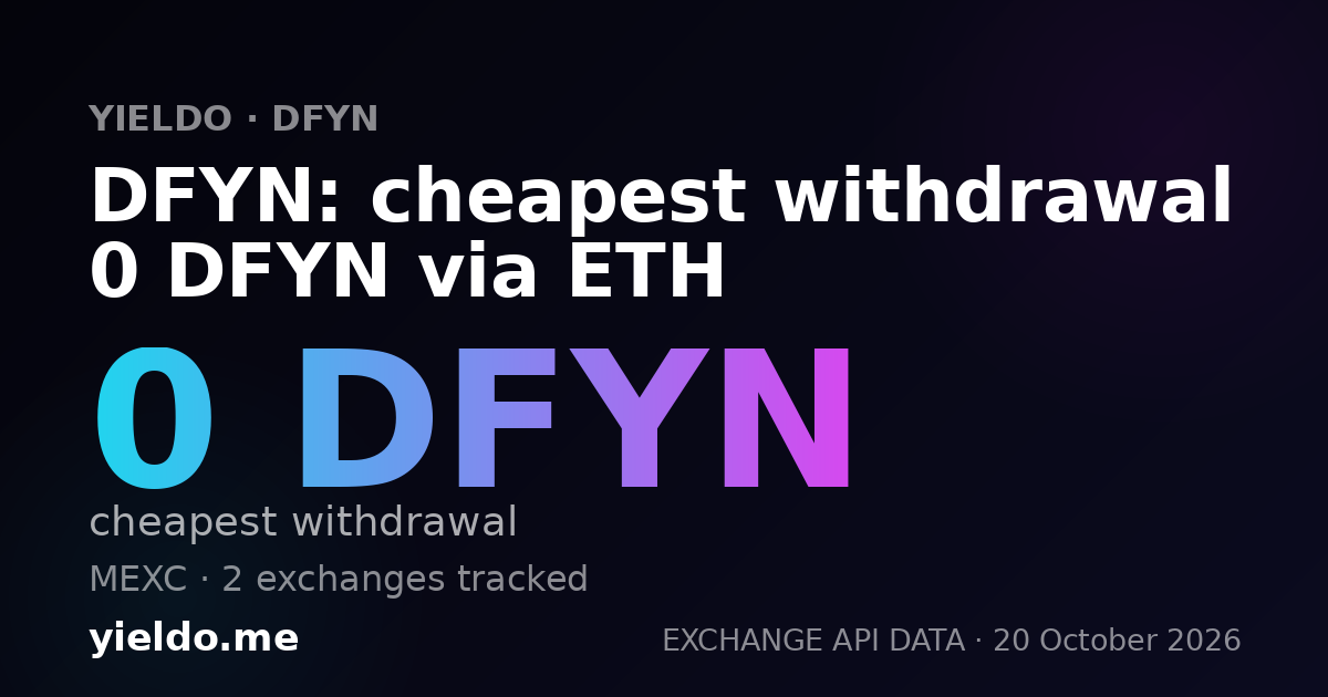 DFYN: cheapest withdrawal 0 DFYN via ETH