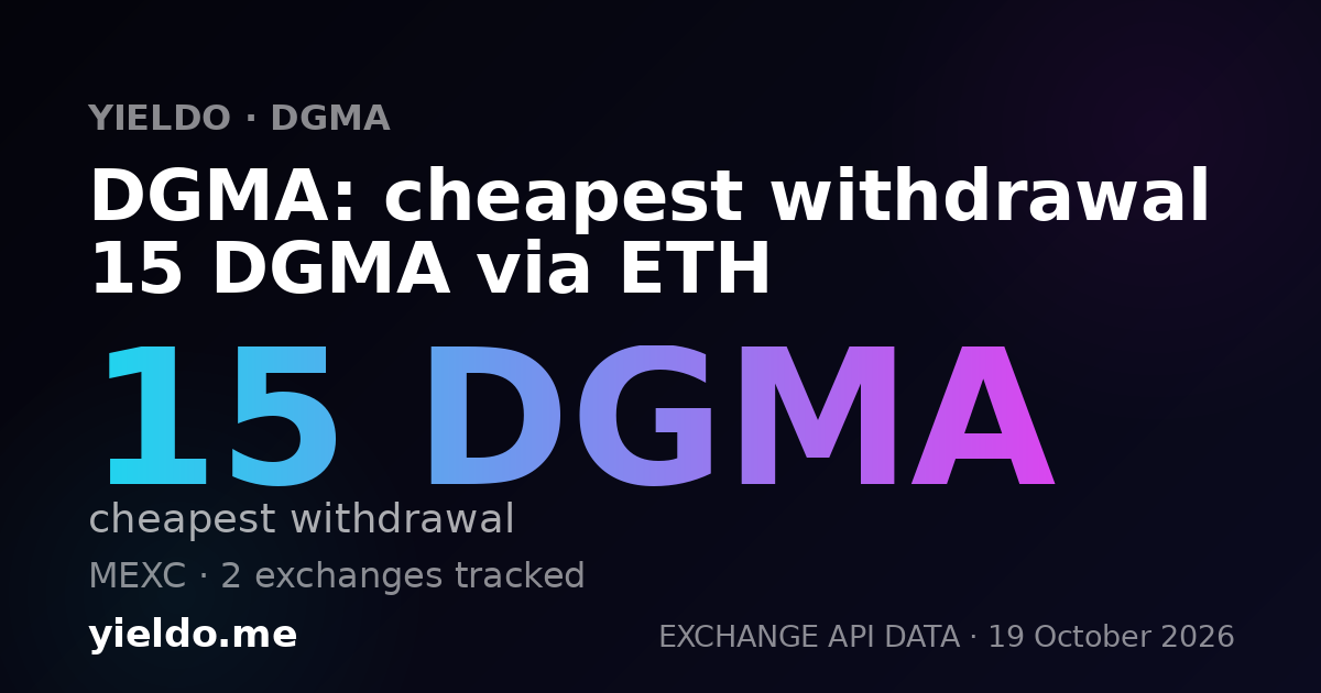 DGMA: cheapest withdrawal 15 DGMA via ETH