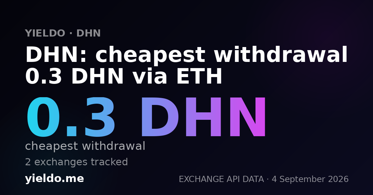 DHN: cheapest withdrawal 0.3 DHN via ETH