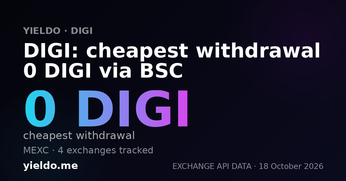 DIGI: cheapest withdrawal 0 DIGI via BSC