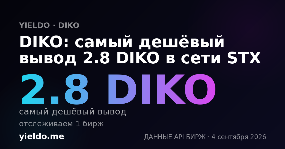 DIKO: самый дешёвый вывод 2.8 DIKO в сети STX