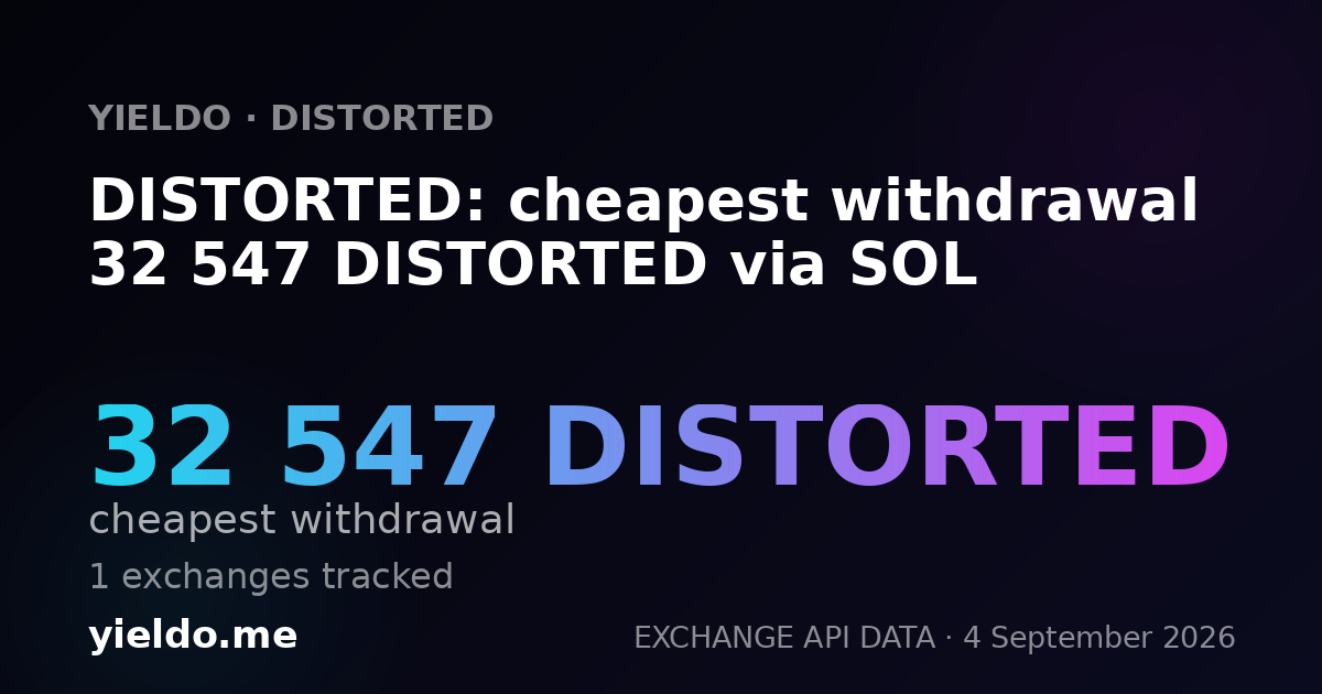 DISTORTED: cheapest withdrawal 32 547 DISTORTED via SOL