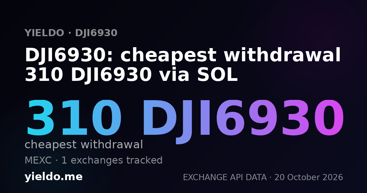 DJI6930: cheapest withdrawal 310 DJI6930 via SOL