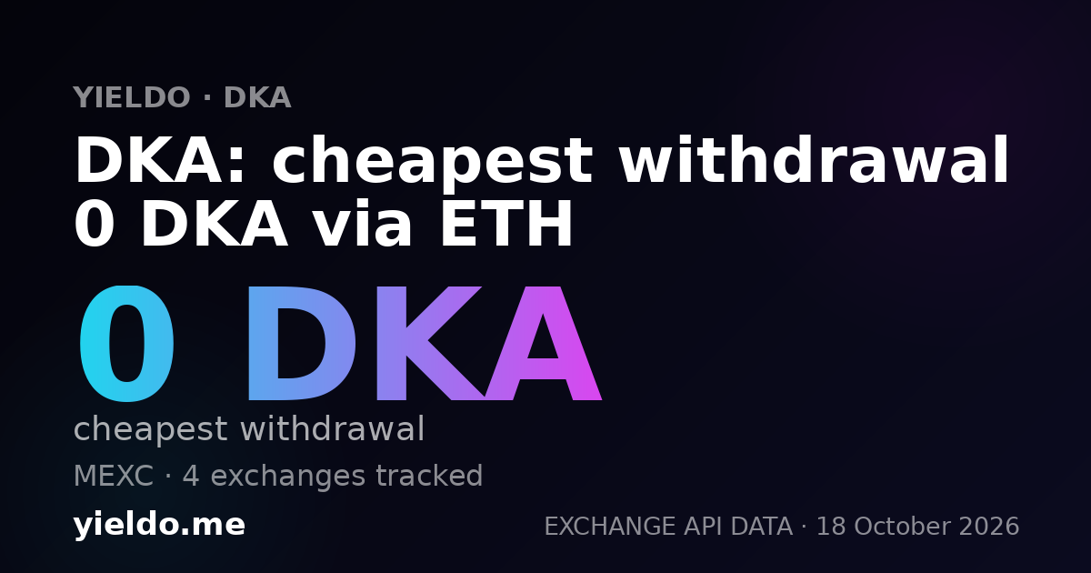 DKA: cheapest withdrawal 0 DKA via ETH