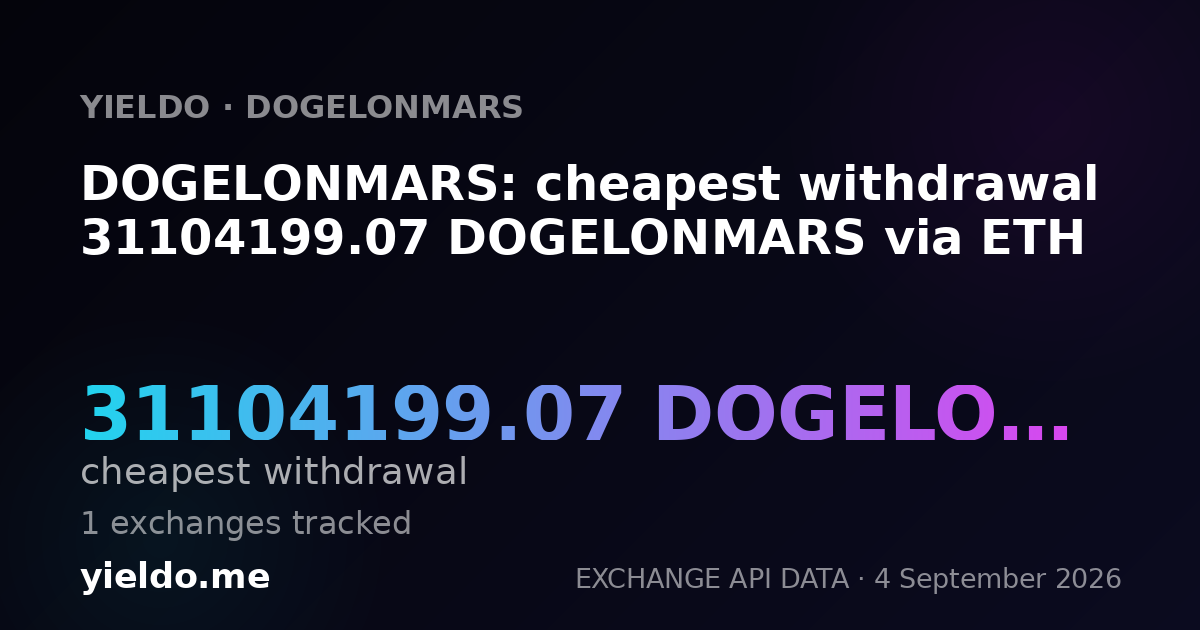 DOGELONMARS: cheapest withdrawal 31104199.07 DOGELONMARS via ETH