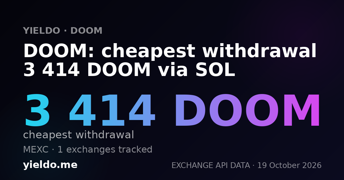 DOOM: cheapest withdrawal 3 414 DOOM via SOL