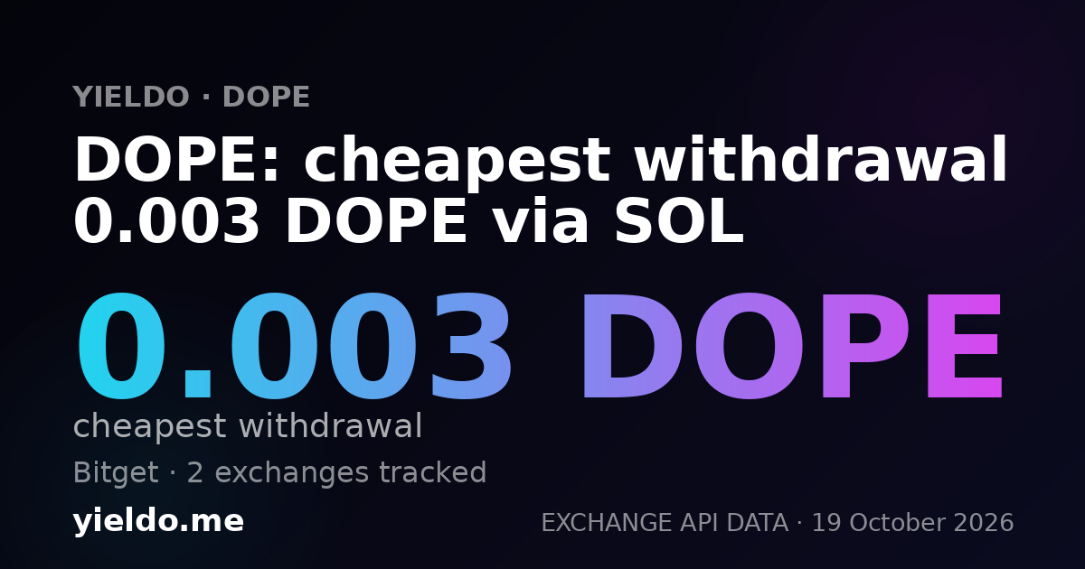 DOPE: cheapest withdrawal 0.003 DOPE via SOL