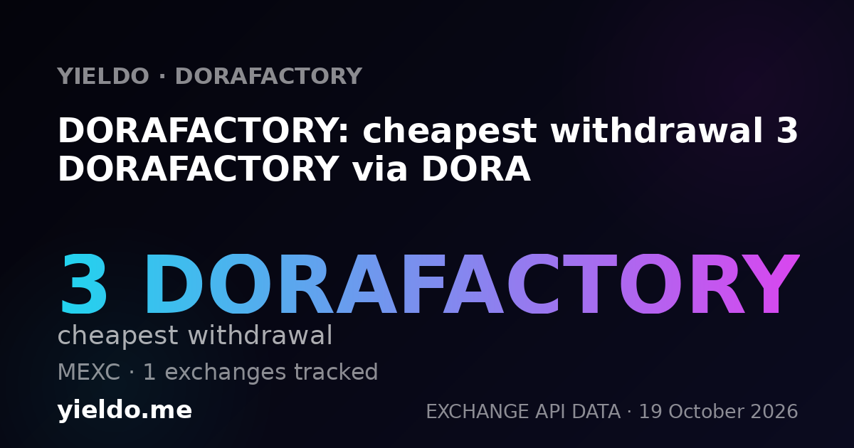 DORAFACTORY: cheapest withdrawal 3 DORAFACTORY via DORA
