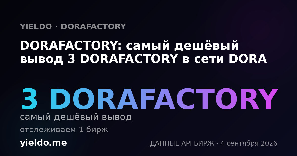 DORAFACTORY: самый дешёвый вывод 3 DORAFACTORY в сети DORA