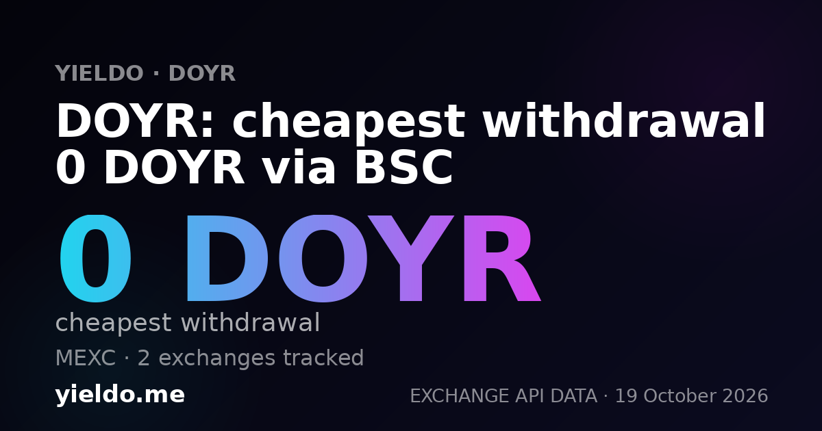 DOYR: cheapest withdrawal 0 DOYR via BSC