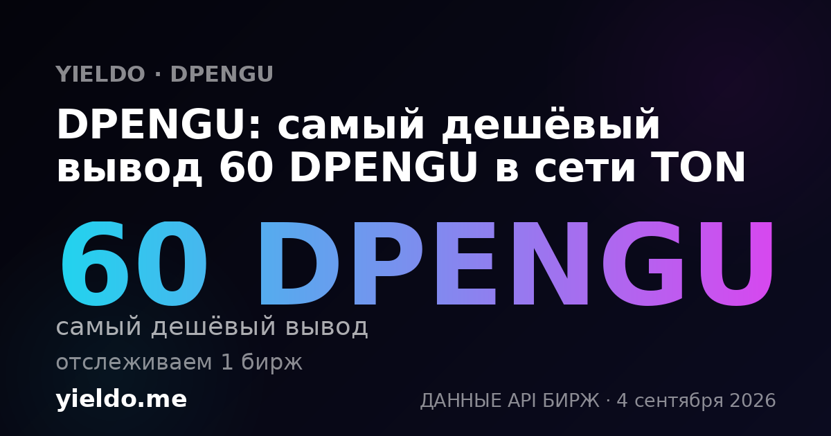 DPENGU: самый дешёвый вывод 60 DPENGU в сети TON
