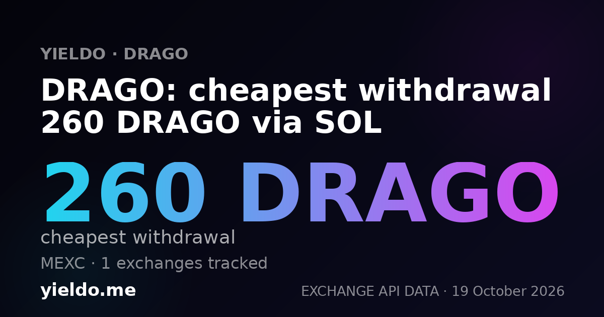 DRAGO: cheapest withdrawal 260 DRAGO via SOL