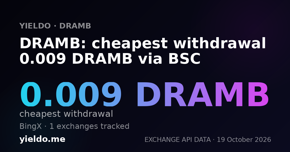 DRAMB: cheapest withdrawal 0.009 DRAMB via BSC