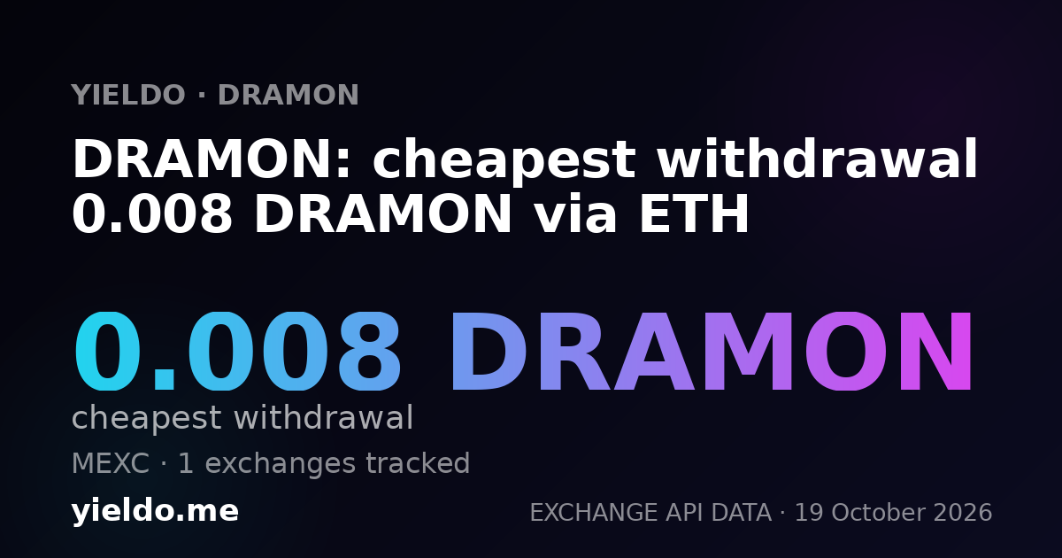 DRAMON: cheapest withdrawal 0.008 DRAMON via ETH