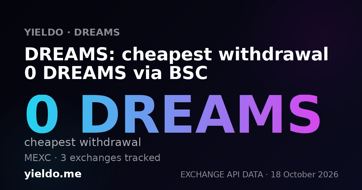 DREAMS: cheapest withdrawal 0 DREAMS via BSC