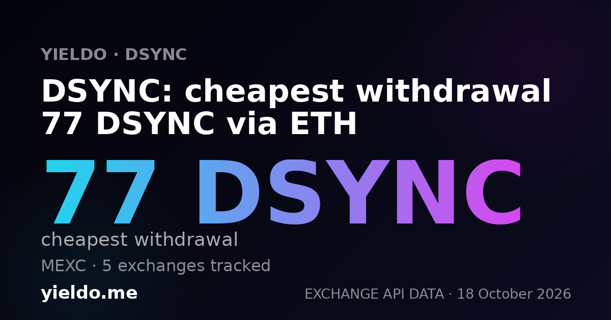 DSYNC: cheapest withdrawal 77 DSYNC via ETH