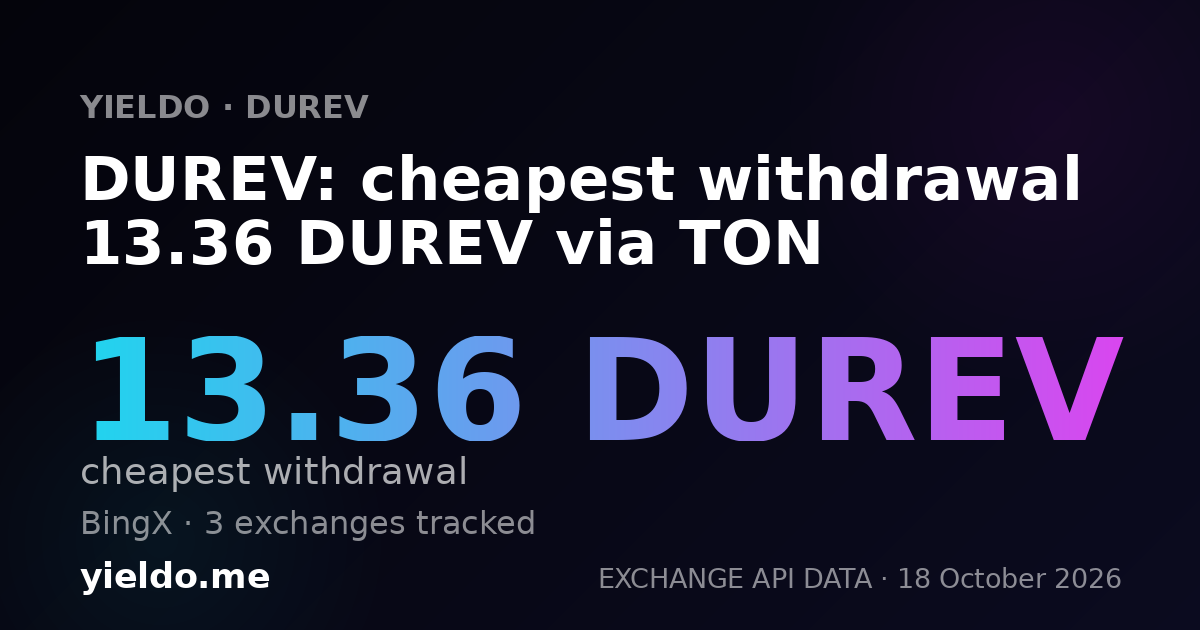DUREV: cheapest withdrawal 13.36 DUREV via TON