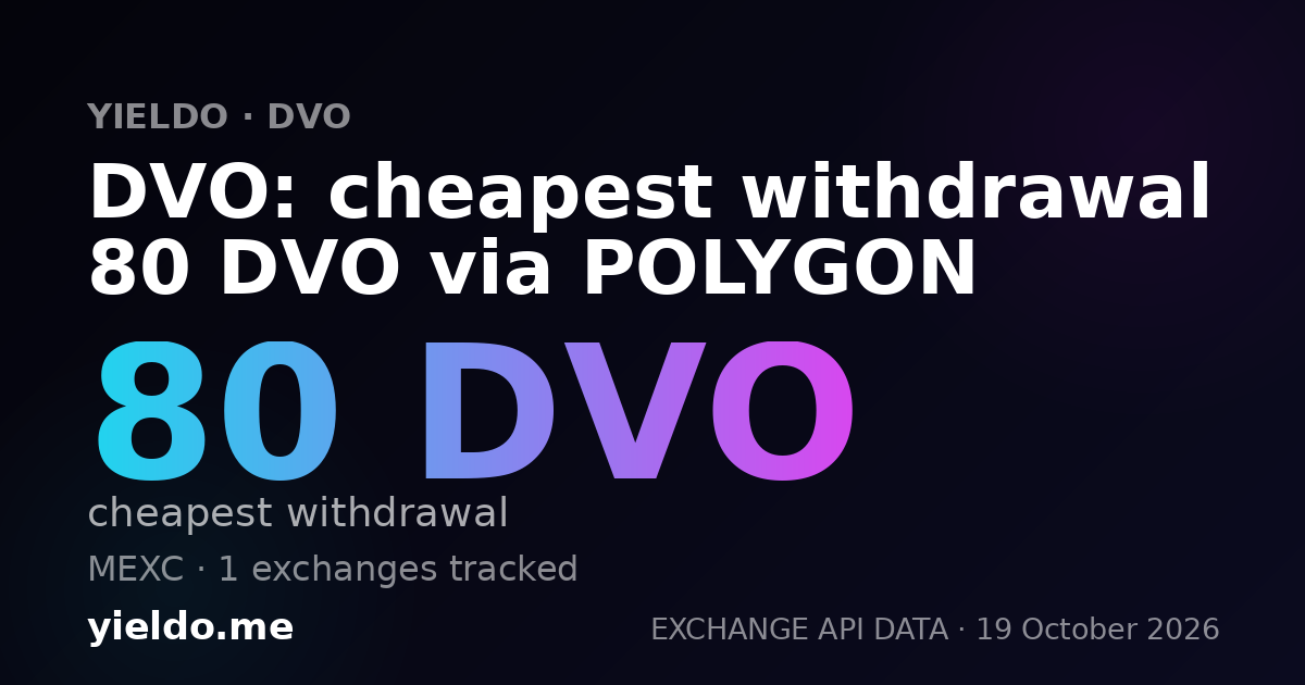 DVO: cheapest withdrawal 80 DVO via POLYGON
