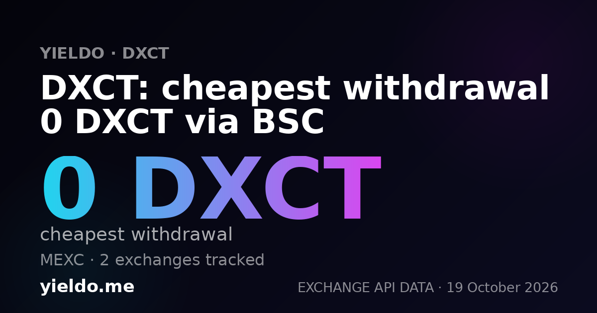 DXCT: cheapest withdrawal 0 DXCT via BSC