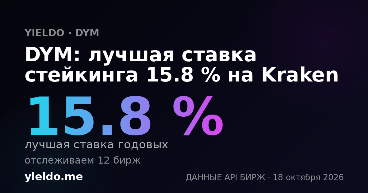 DYM: лучшая ставка стейкинга 15.8 % на Kraken