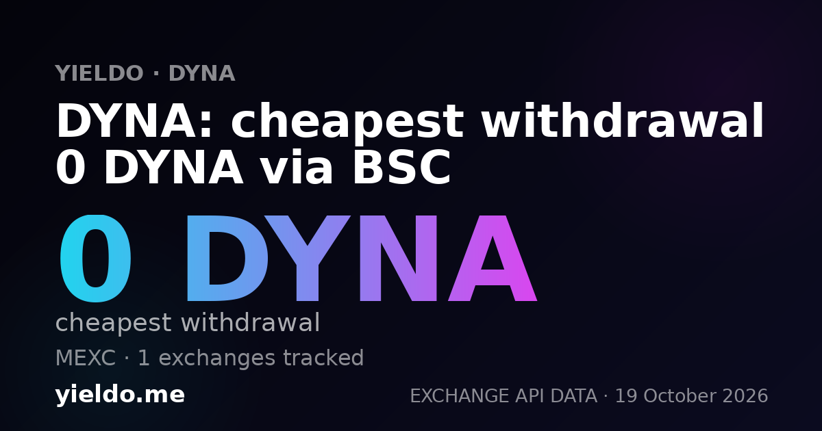 DYNA: cheapest withdrawal 0 DYNA via BSC