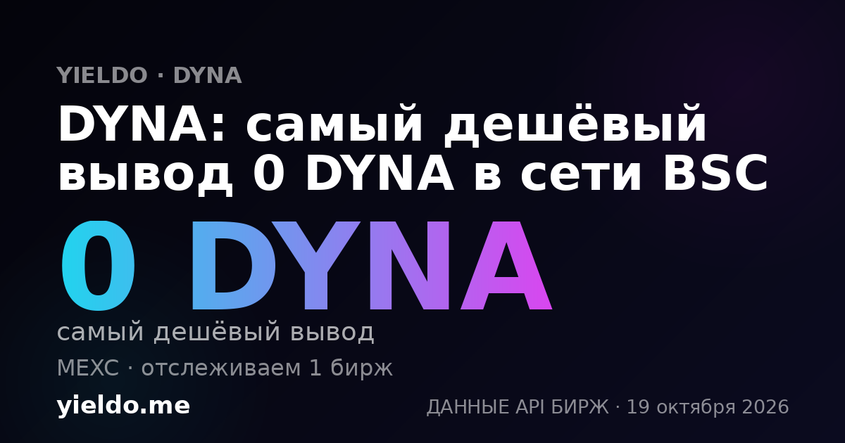 DYNA: самый дешёвый вывод 0 DYNA в сети BSC
