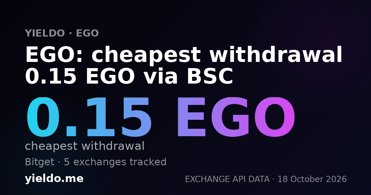 EGO: cheapest withdrawal 0.15 EGO via BSC
