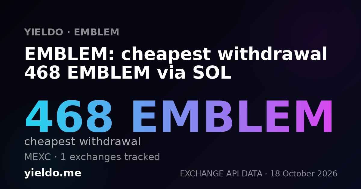 EMBLEM: cheapest withdrawal 465 EMBLEM via SOL