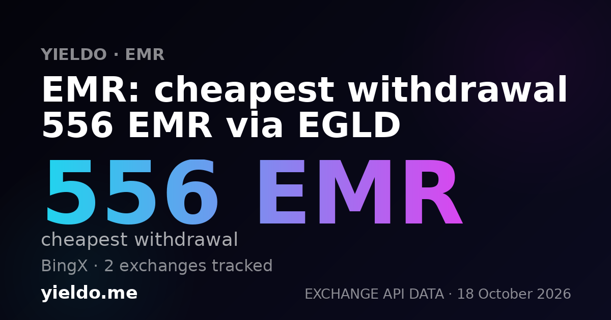 EMR: cheapest withdrawal 556 EMR via EGLD