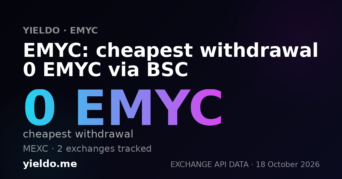 EMYC: cheapest withdrawal 0 EMYC via BSC