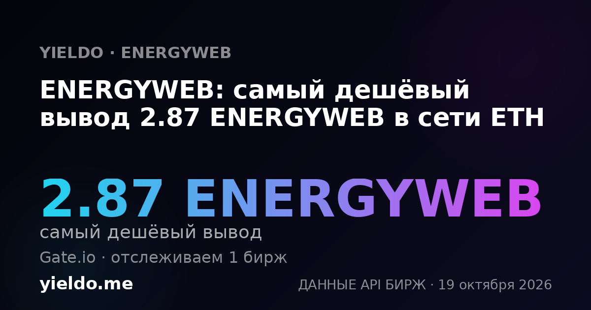 ENERGYWEB: самый дешёвый вывод 2.87 ENERGYWEB в сети ETH