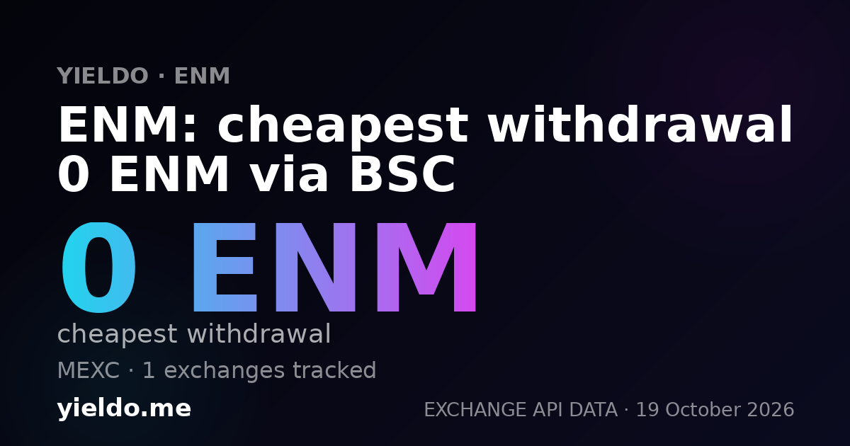 ENM: cheapest withdrawal 0 ENM via BSC