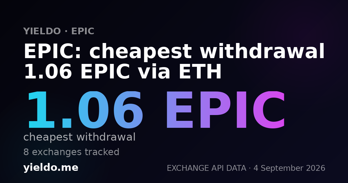 EPIC: cheapest withdrawal 1.06 EPIC via ETH