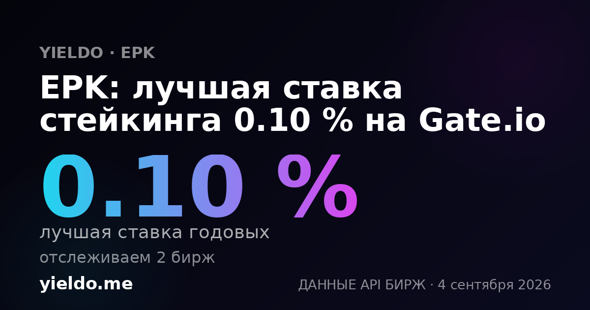 EPK: лучшая ставка стейкинга 0.10 % на Gate.io