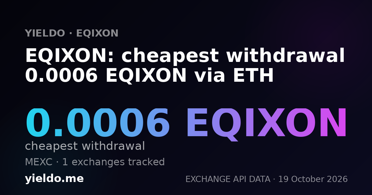 EQIXON: cheapest withdrawal 0.0006 EQIXON via ETH