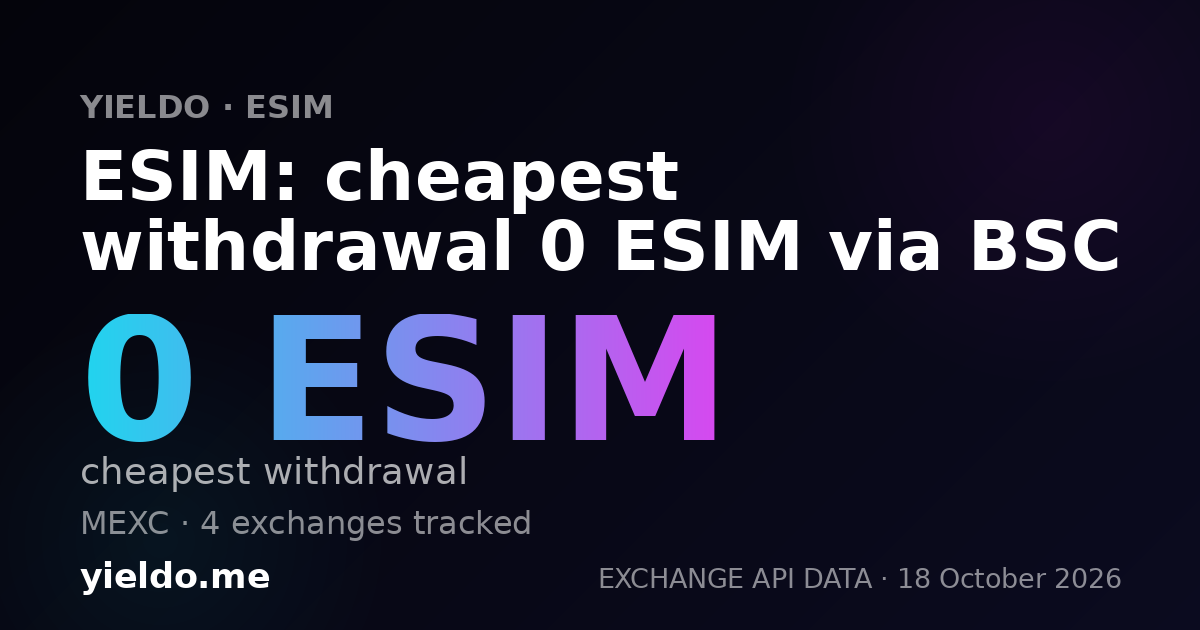 ESIM: cheapest withdrawal 0 ESIM via BSC