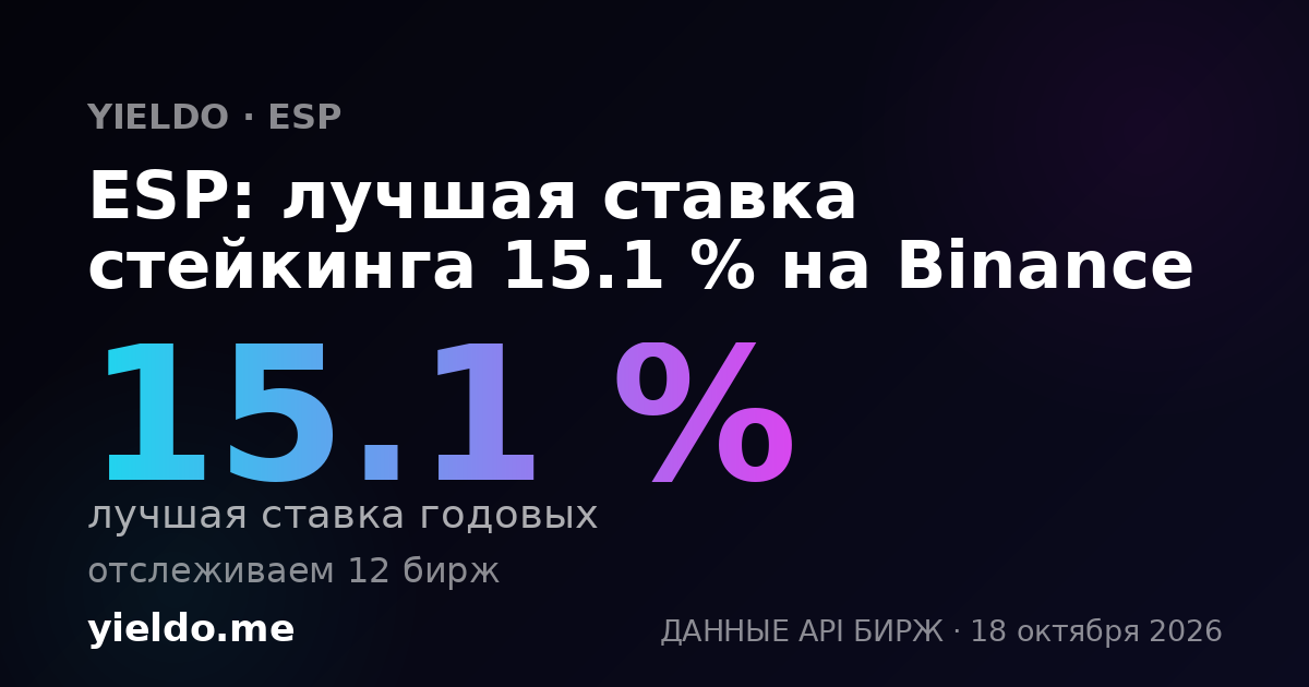 ESP: лучшая ставка стейкинга 15.2 % на Binance