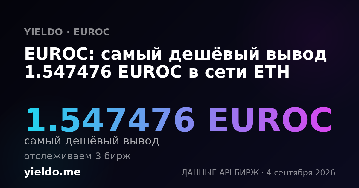 EUROC: самый дешёвый вывод 1.547476 EUROC в сети ETH
