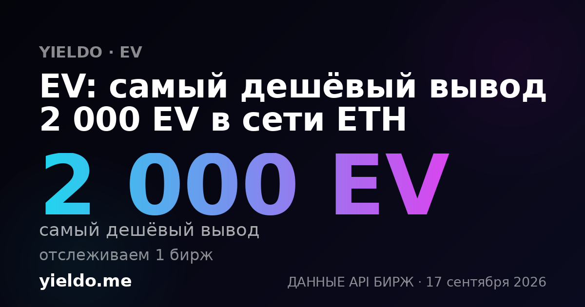 EV: самый дешёвый вывод 2 000 EV в сети ETH