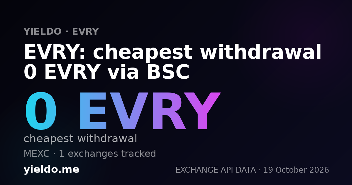 EVRY: cheapest withdrawal 0 EVRY via BSC
